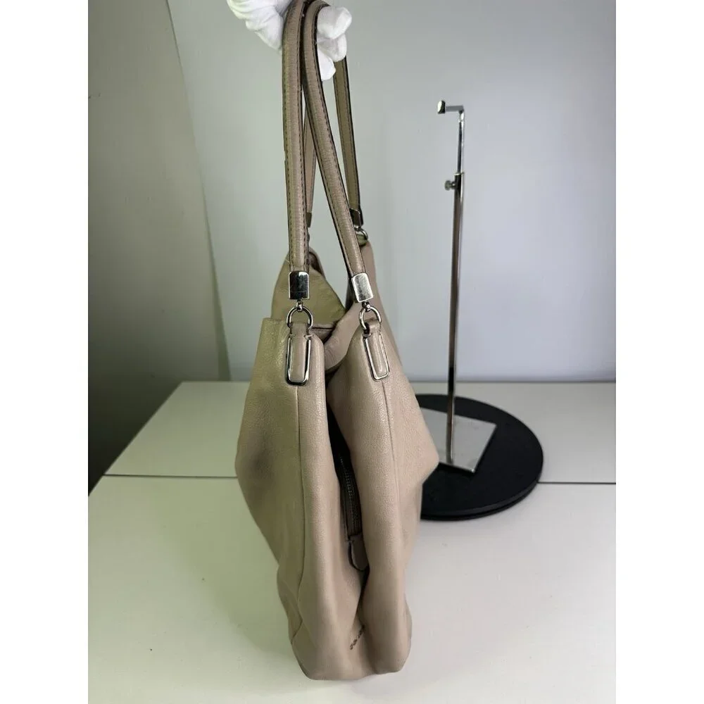 Coach Madison Phoebe Beige Pebbled Leather 3 Compartment Shoulder Bag Purse